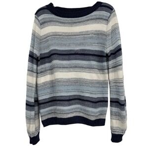 Soho Jeans Women's Striped‎ Long Sleeve Crewneck Knit Sweater Preppy Office Sz L